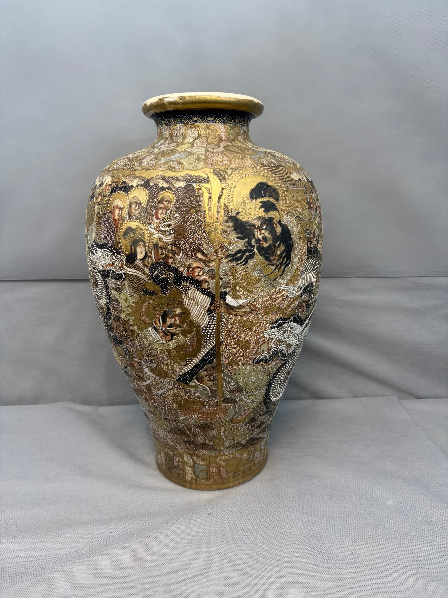 VASE SATSUMA grande taille  60  CM de haut PERIODE MEJI-photo-3