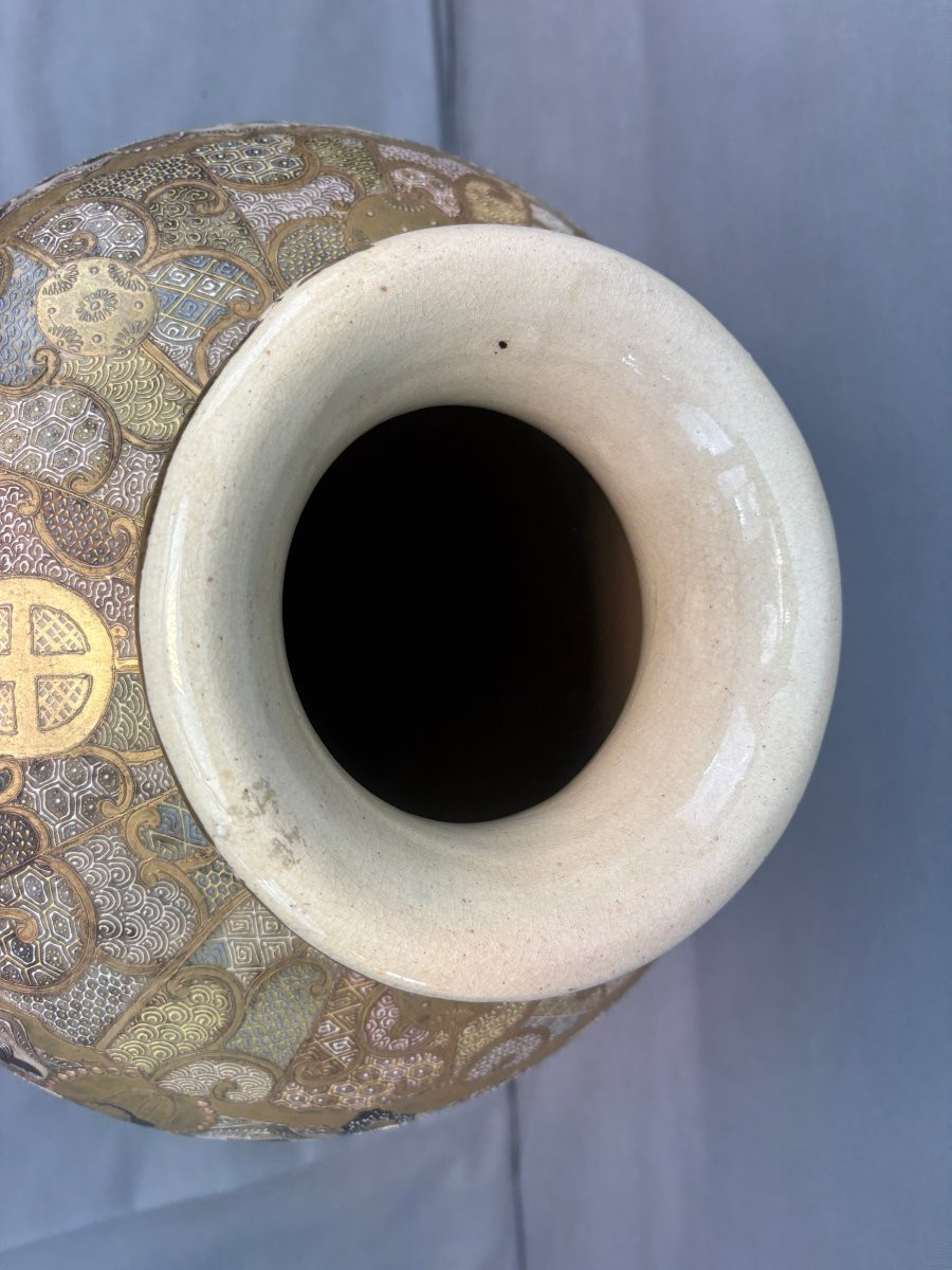 VASE SATSUMA grande taille  60  CM de haut PERIODE MEJI-photo-3