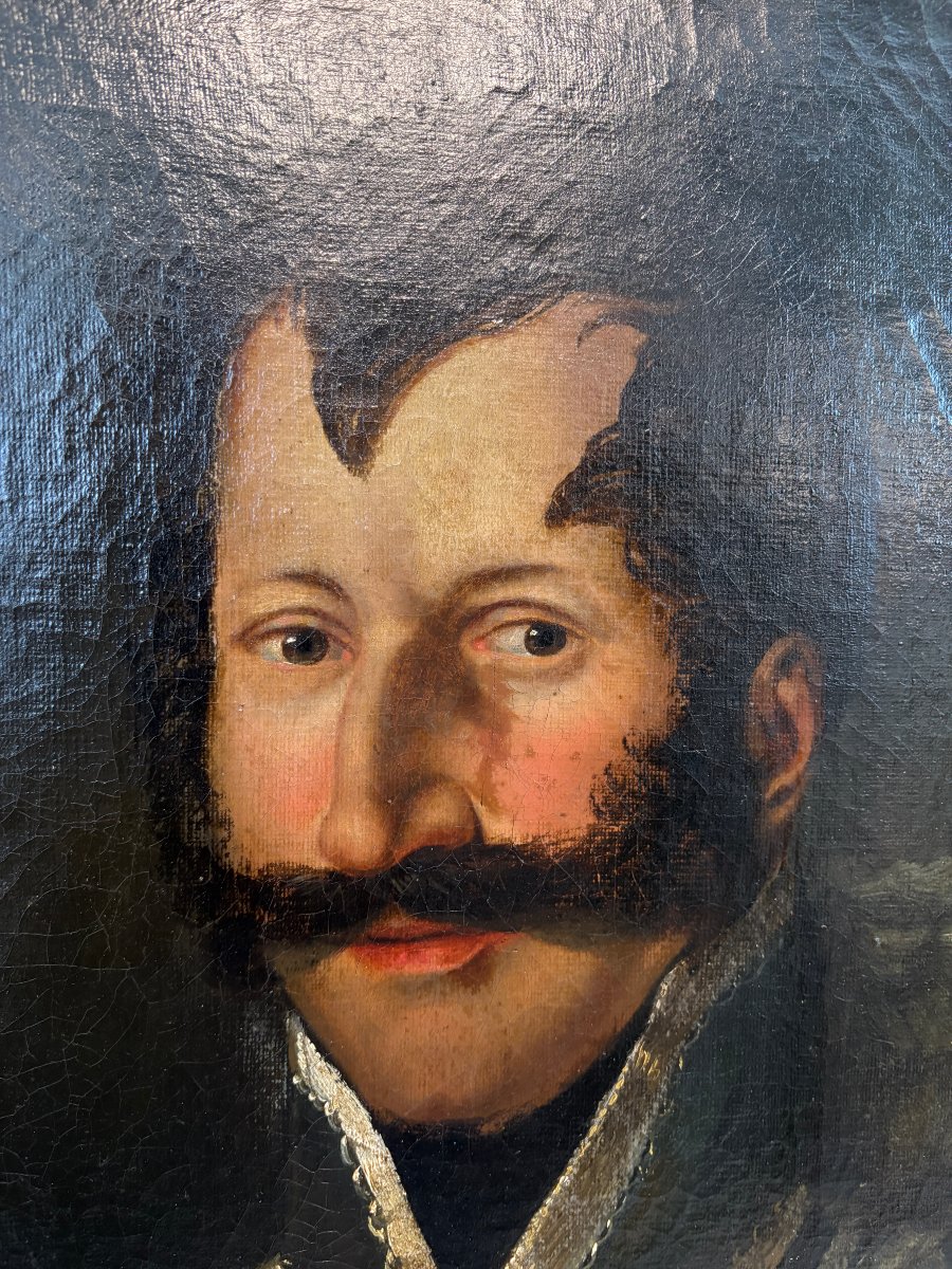 Oil Portrait On Canvas Of A Hussar Officer From The 3rd Regiment -photo-2