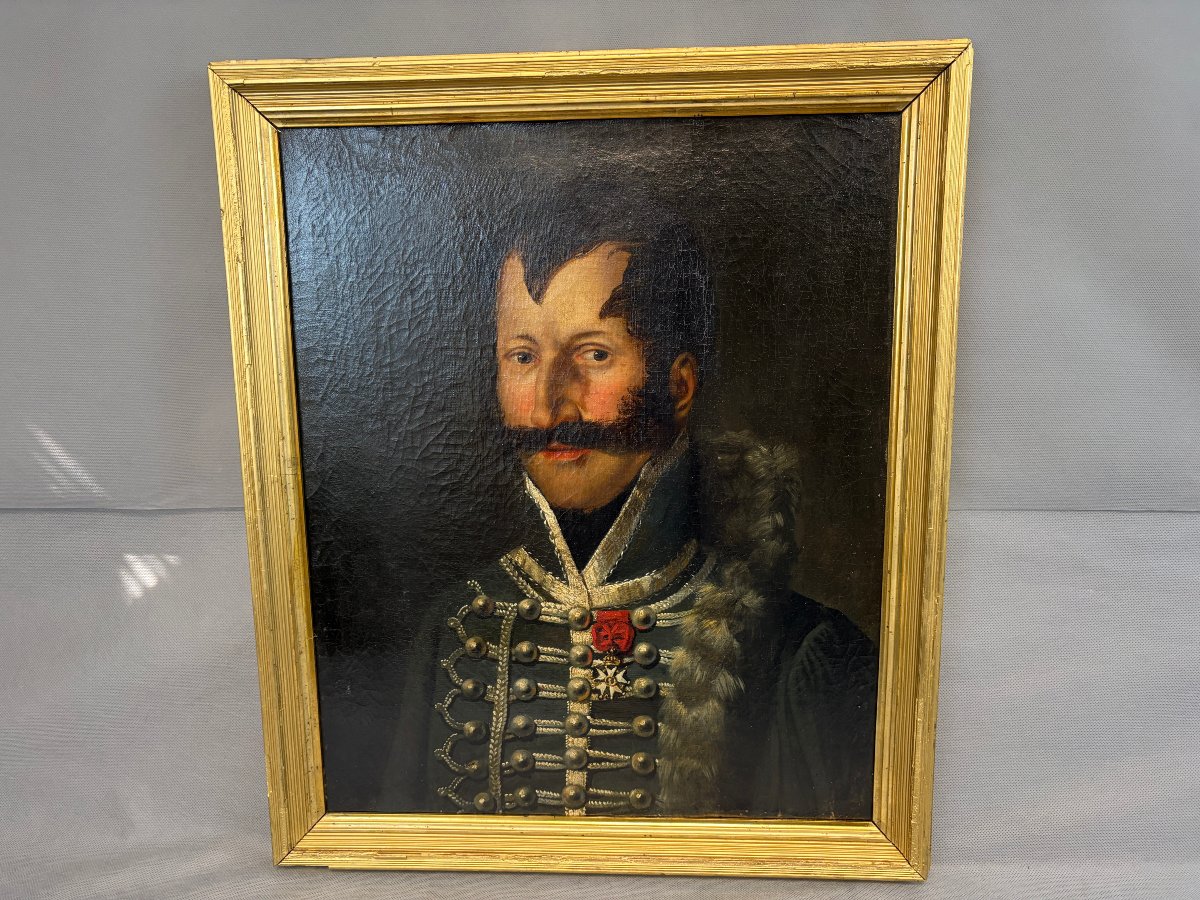 Oil Portrait On Canvas Of A Hussar Officer From The 3rd Regiment -photo-1