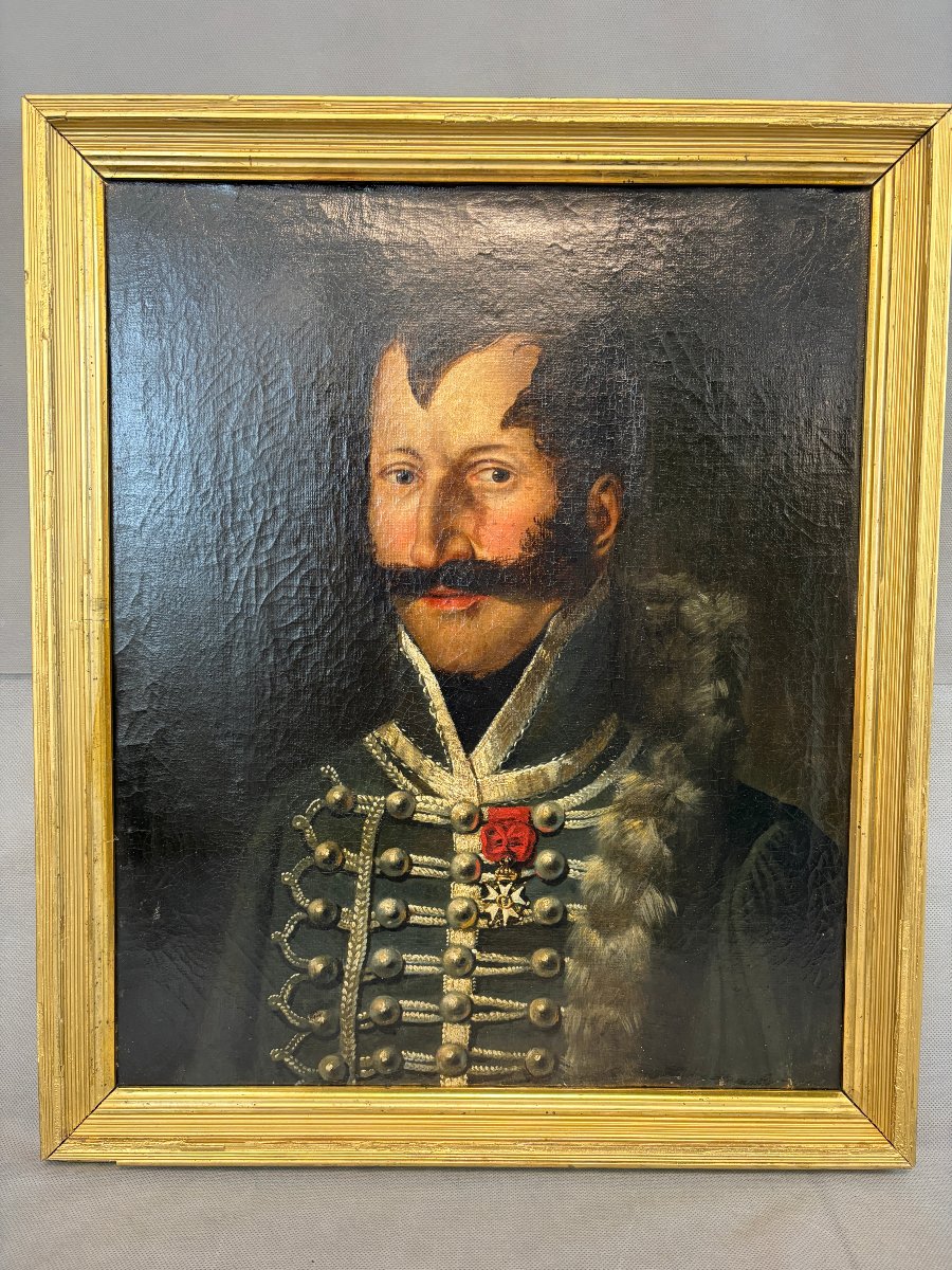 Oil Portrait On Canvas Of A Hussar Officer From The 3rd Regiment 