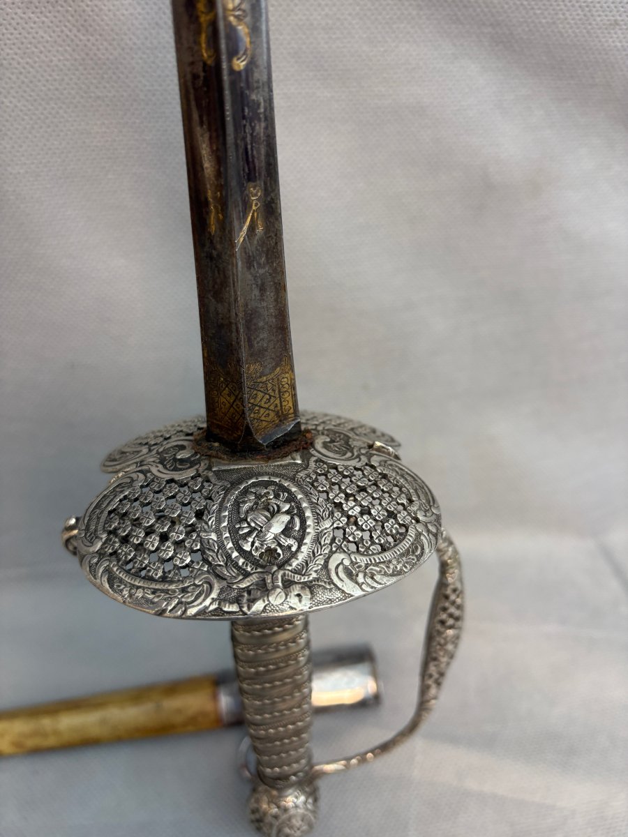 EPEE d'OFFICIER en ARGENT XVIII ème -photo-2