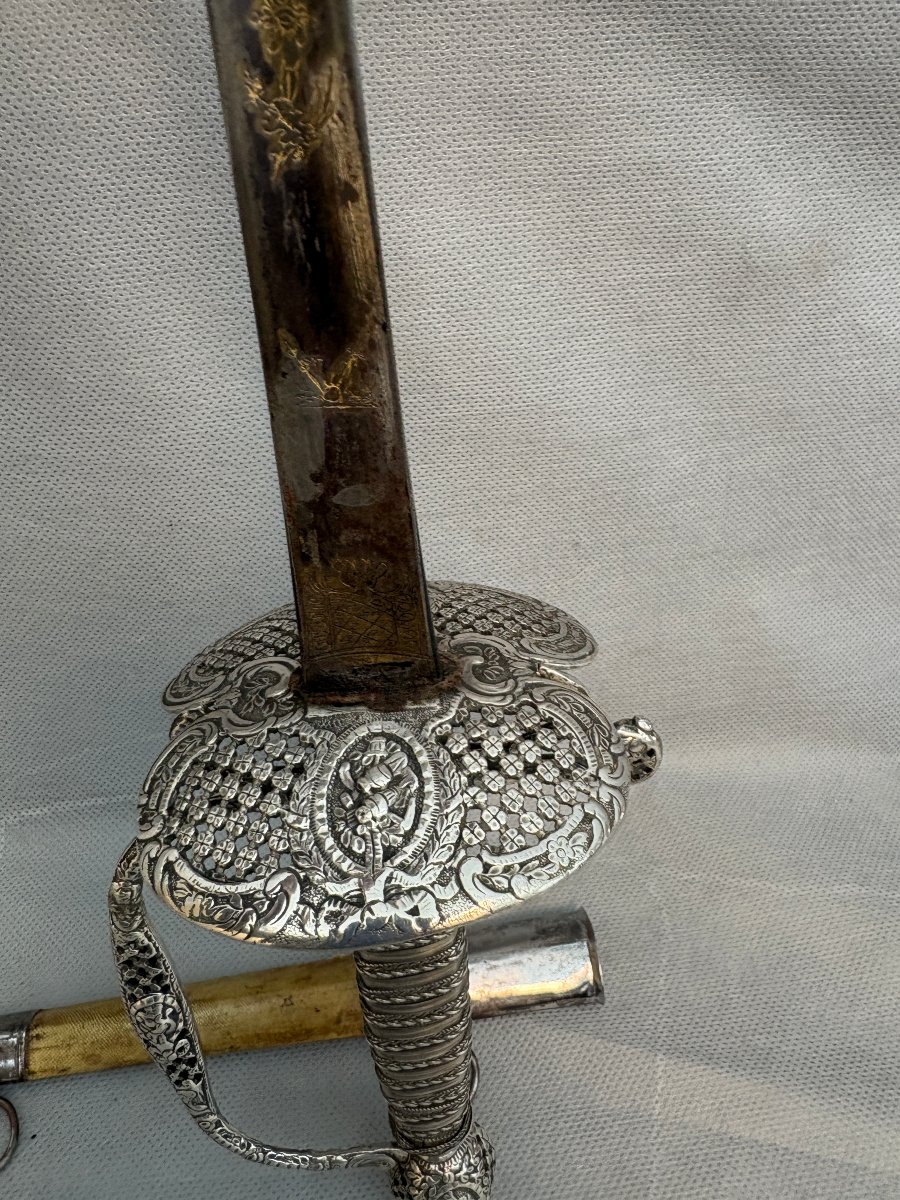 EPEE d'OFFICIER en ARGENT XVIII ème -photo-3