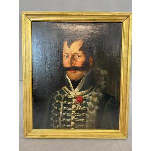 Oil Portrait On Canvas Of A Hussar Officer From The 3rd Regiment 
