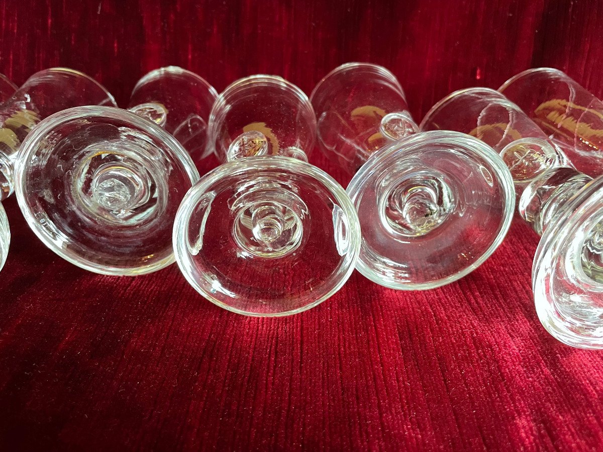 Service Set Of 8 Glasses With Pastillage Fleur De Lys Decor XXth XVIIIth Century - Gglassware Blower Work-photo-3