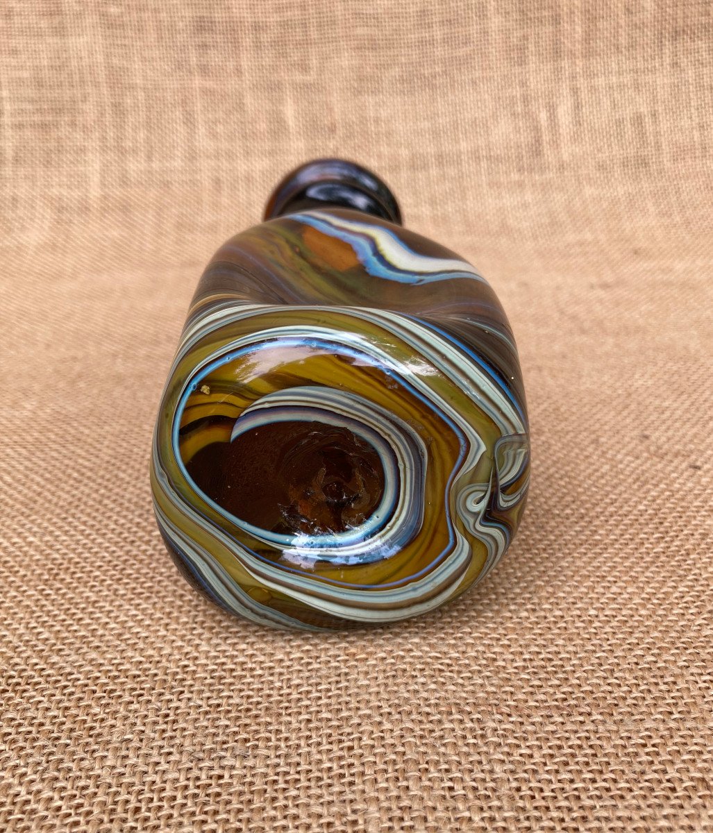 Petit Vase en Verre  Opaque façon Calcédoine - Verrerie début XIXème - Venise Murano-photo-1