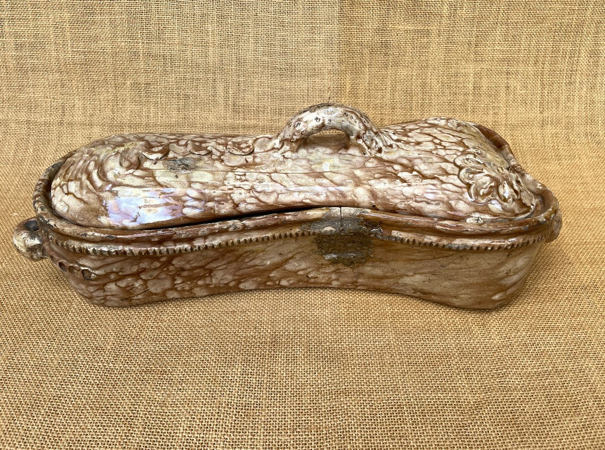 Terrine In Glazed Earth - Folk Art Sarthe Pottery Late 18th Early 19th Century-photo-4