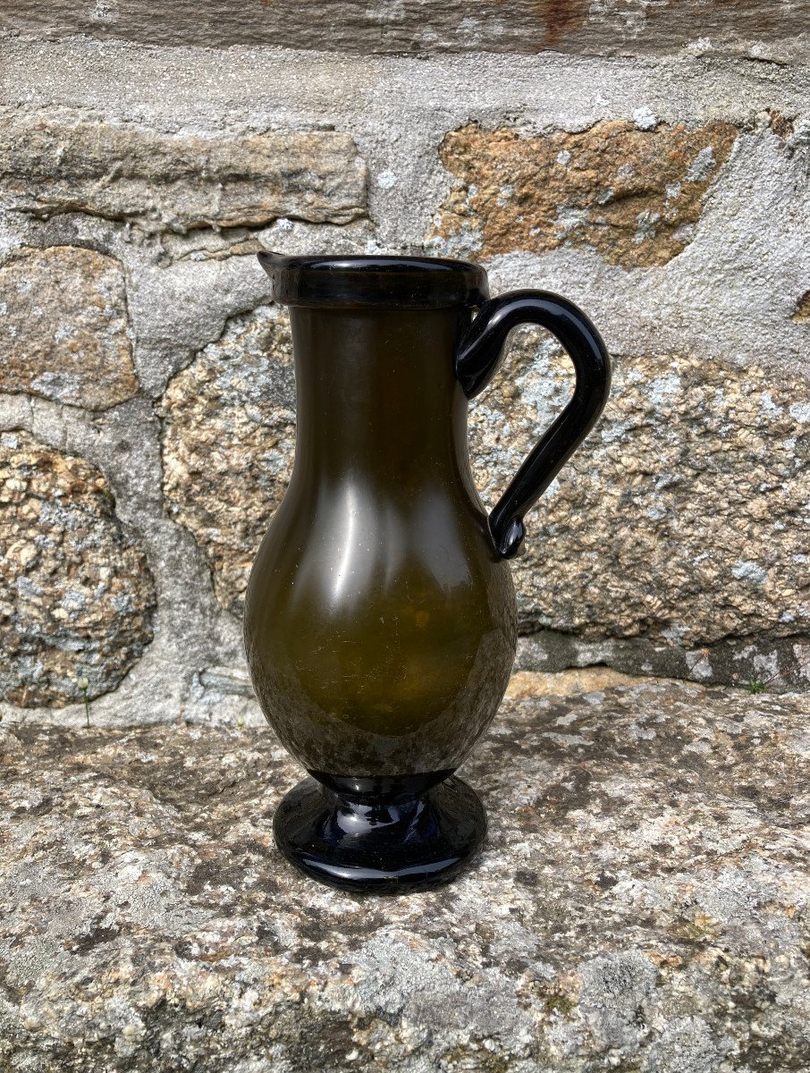 Elegant Blown Glass Pitcher - Late 18th Century Burgundy Or Lorraine Glassware-photo-4