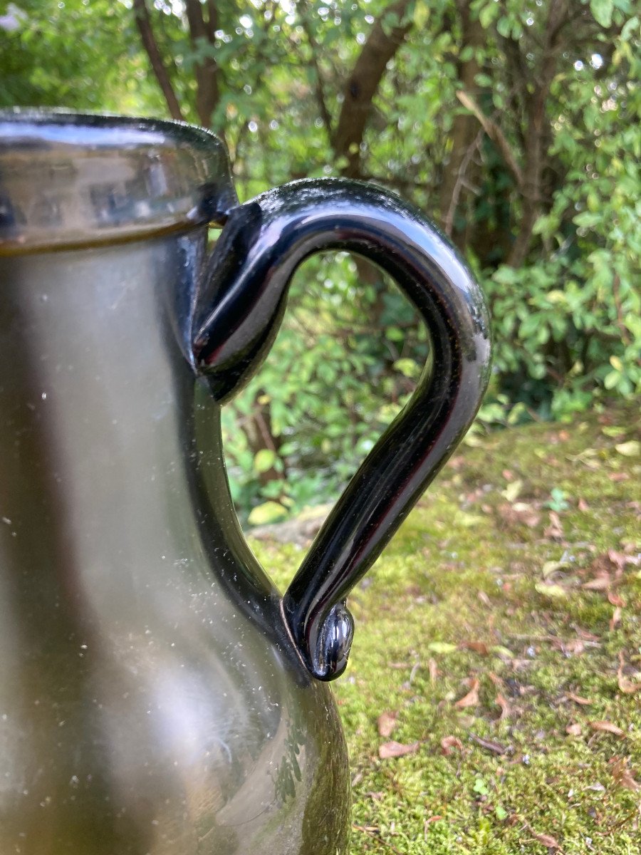 Elegant Blown Glass Pitcher - Late 18th Century Burgundy Or Lorraine Glassware-photo-6