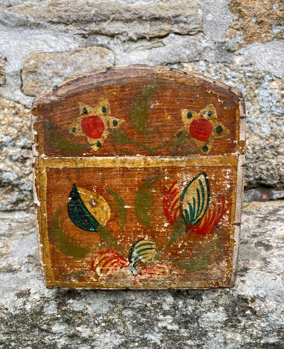 Norman Box Trunk From Rouen Wedding Chest In Painted Wood - Popular Folk Art Normandy Late XVIIIth-photo-4