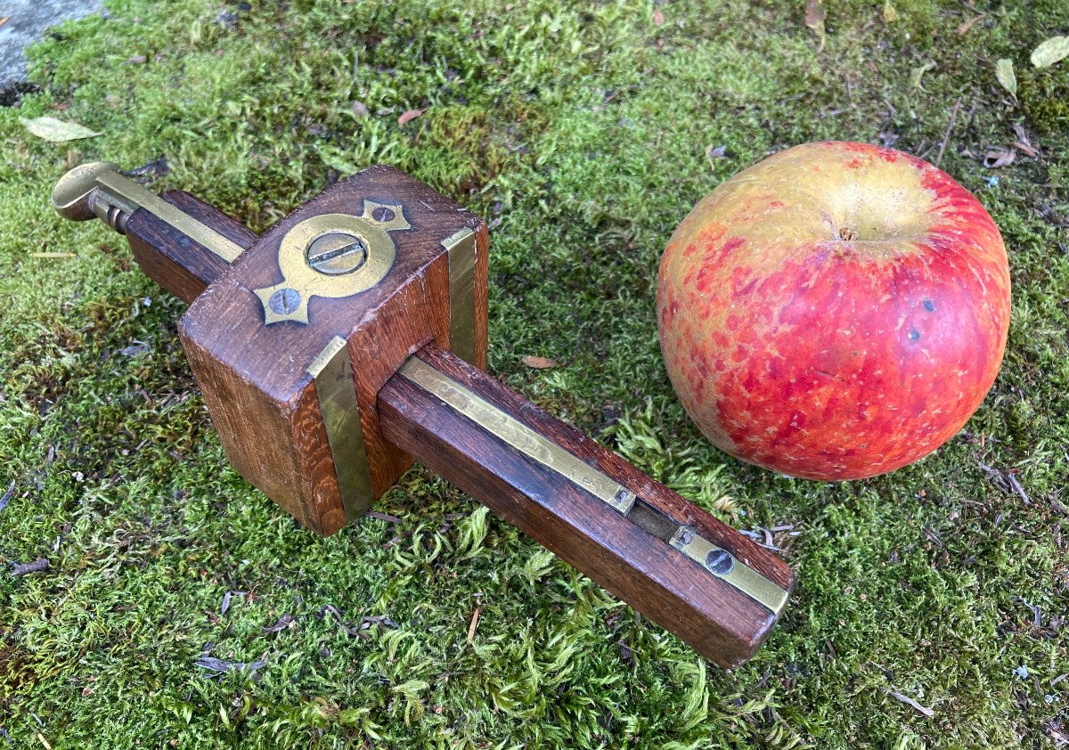 Outil: Trusquin de Menuisier Anglais en Bois de Rose,  Acajou et Laiton - Art Populaire XXème-photo-8