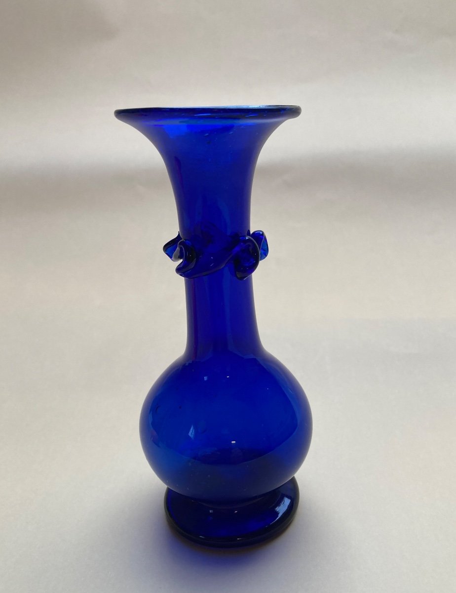 Small Soliflore Vase In Intense Blue Glass - Late 18th Century Glassware-photo-3