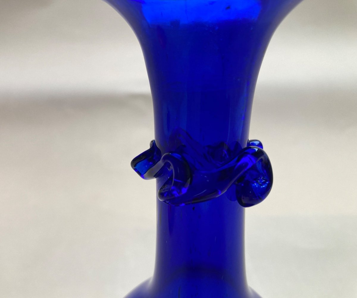 Small Soliflore Vase In Intense Blue Glass - Late 18th Century Glassware-photo-4