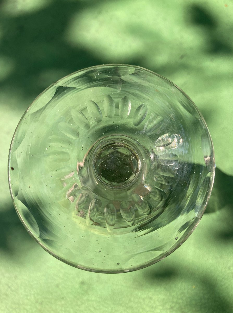 Verre à Jambe taillé émaillé Verrerie Bohême XVIIIème-photo-3