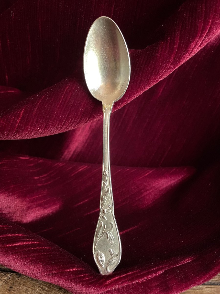 Set Of 12 Silver Metal Spoons - Art Nouveau - Boulenger Hallmark-photo-7