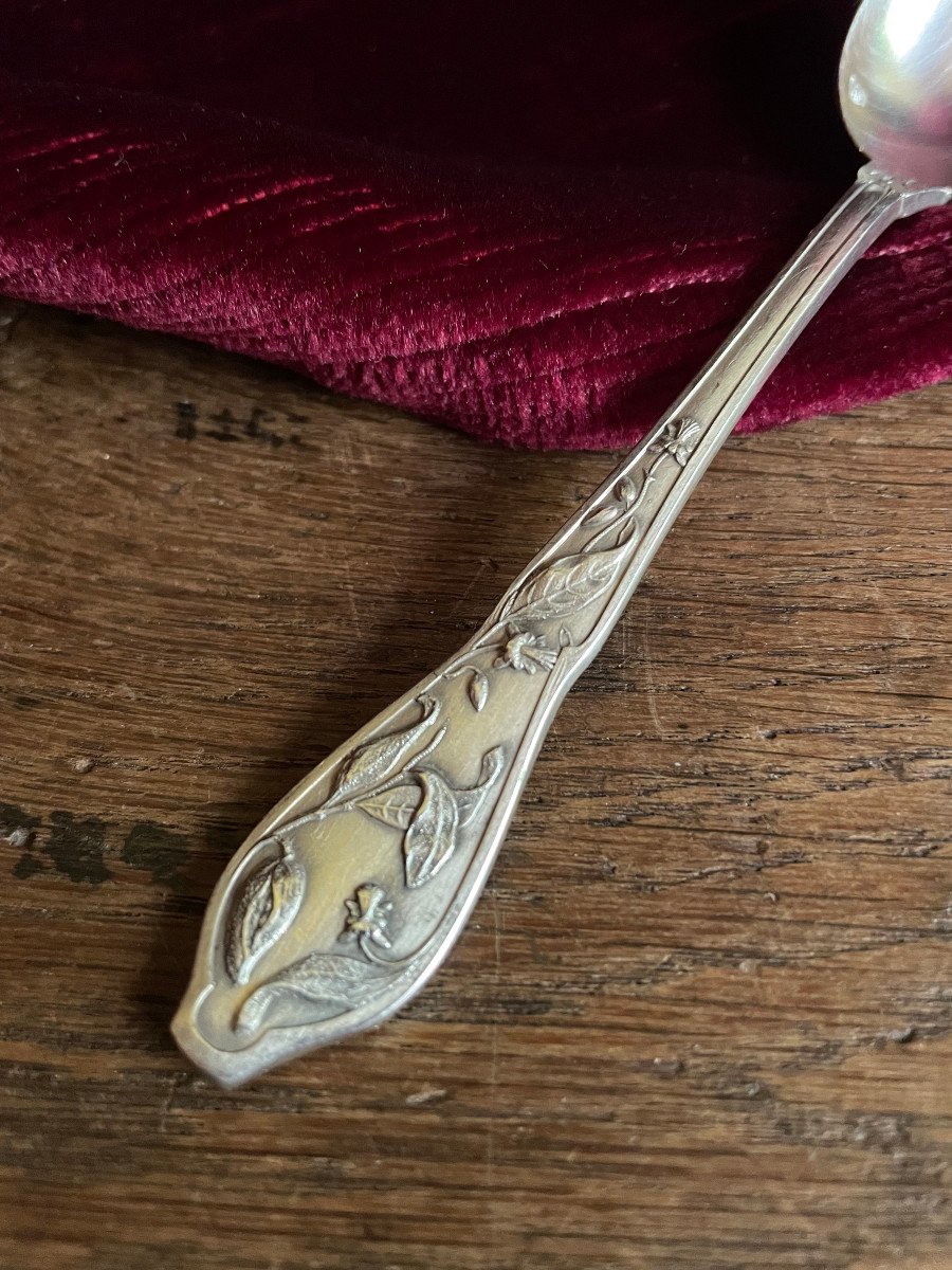 Set Of 12 Silver Metal Spoons - Art Nouveau - Boulenger Hallmark-photo-8
