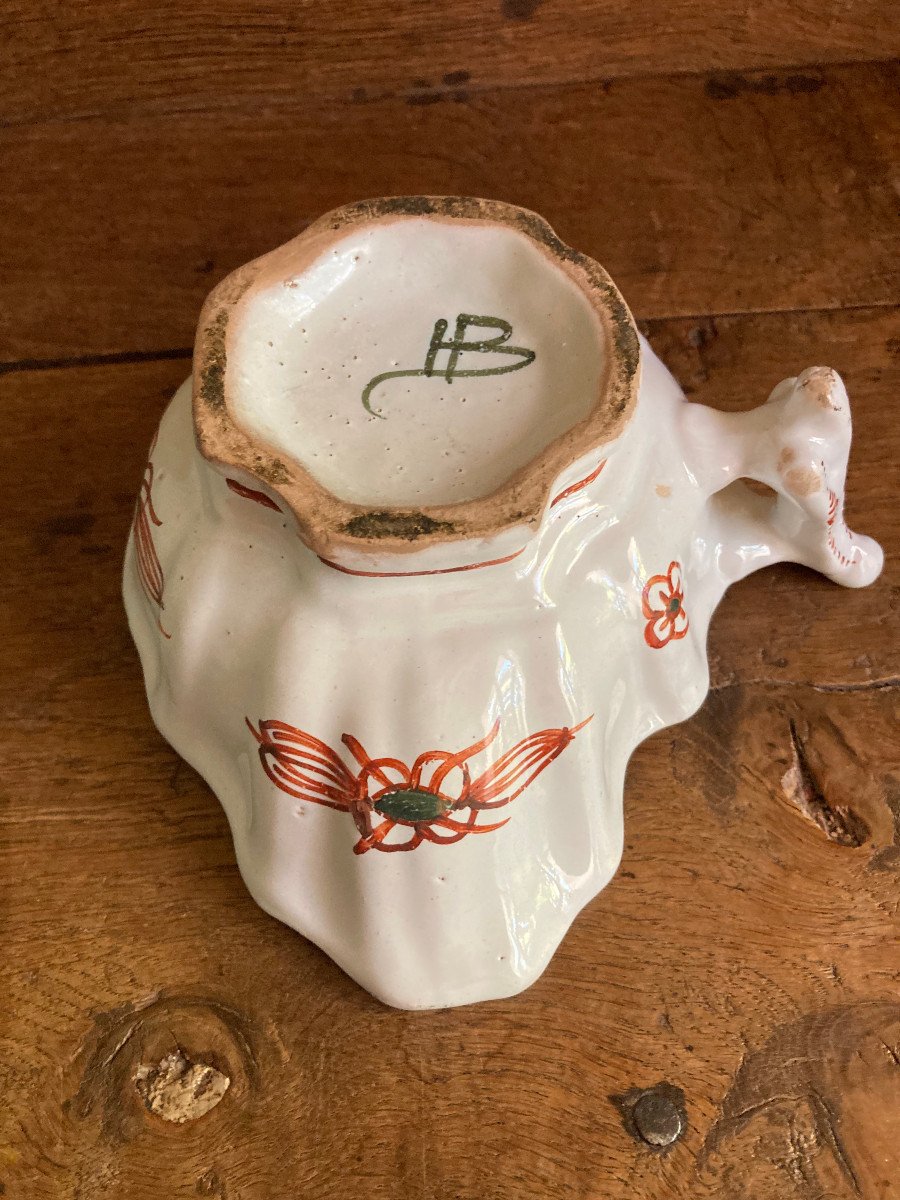 Quimper Earthenware Sauce Boat La Hubaudière Rouen Style Late 19th / Early 20th Century-photo-2