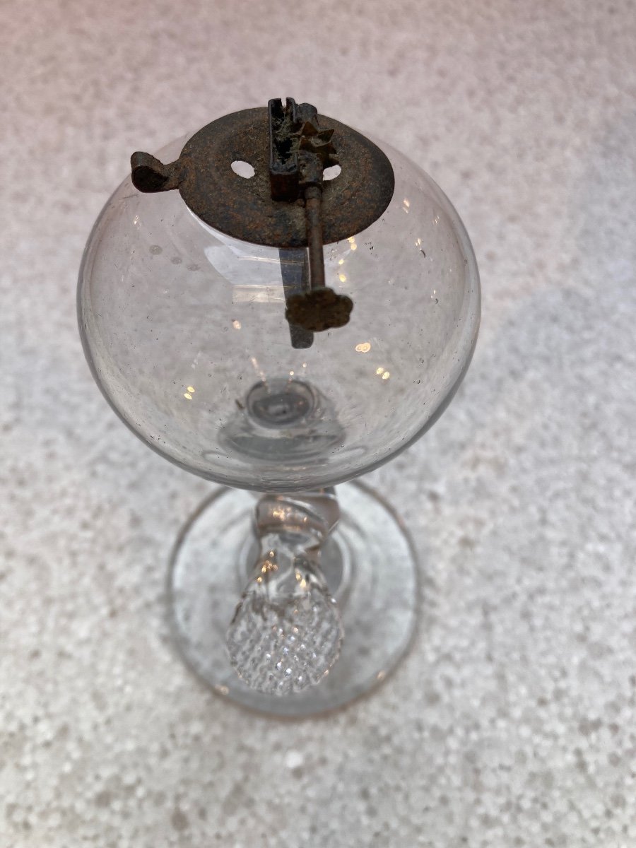 Lampe à Huile Veilleuse en Verre Soufflé - Verrerie XIXème-photo-2