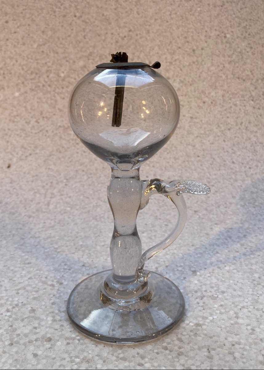 Lampe à Huile Veilleuse en Verre Soufflé - Verrerie XIXème-photo-7