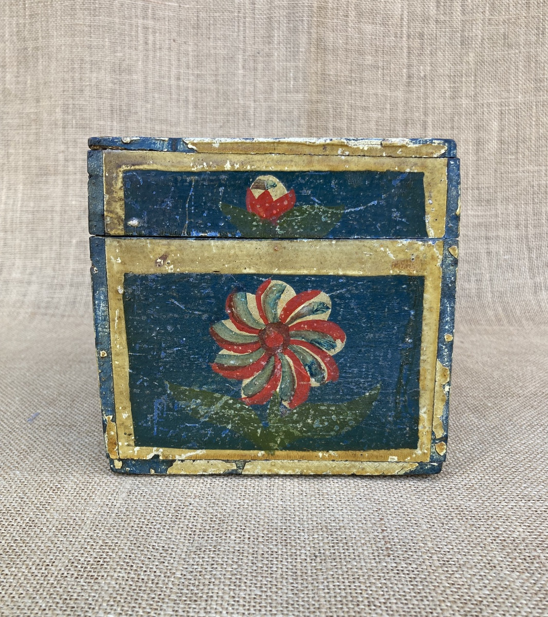Coffret Normand, Rouen XIXe, Peint Polychrome, Art Populaire.-photo-3