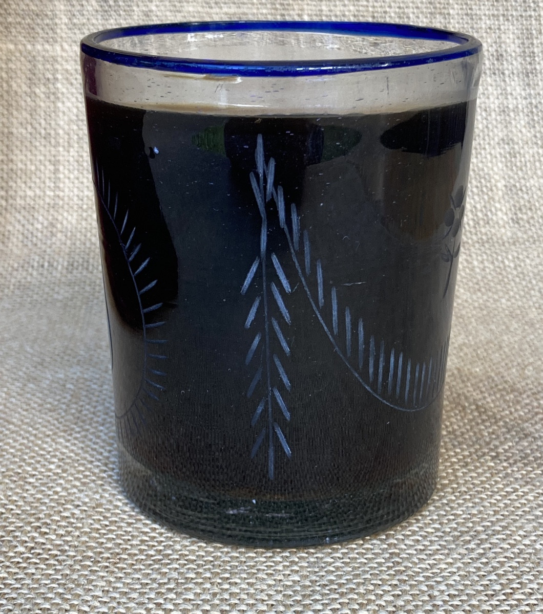 Norman Glass Goblet With Blue Rim, Folk Art, 18th / 19th Century-photo-3