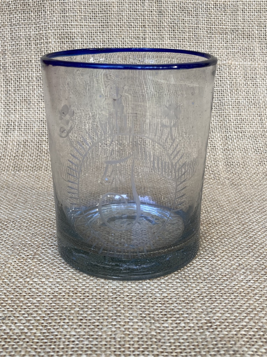Norman Glass Goblet With Blue Rim, Folk Art, 18th / 19th Century