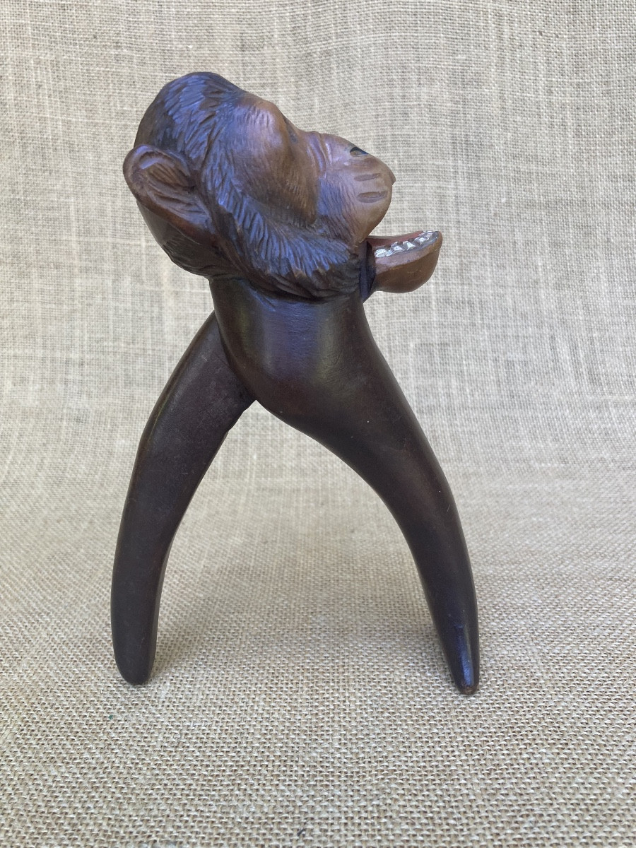 Casse Noisette Bois, Tête De Singe, XXe Art Populaire -photo-3
