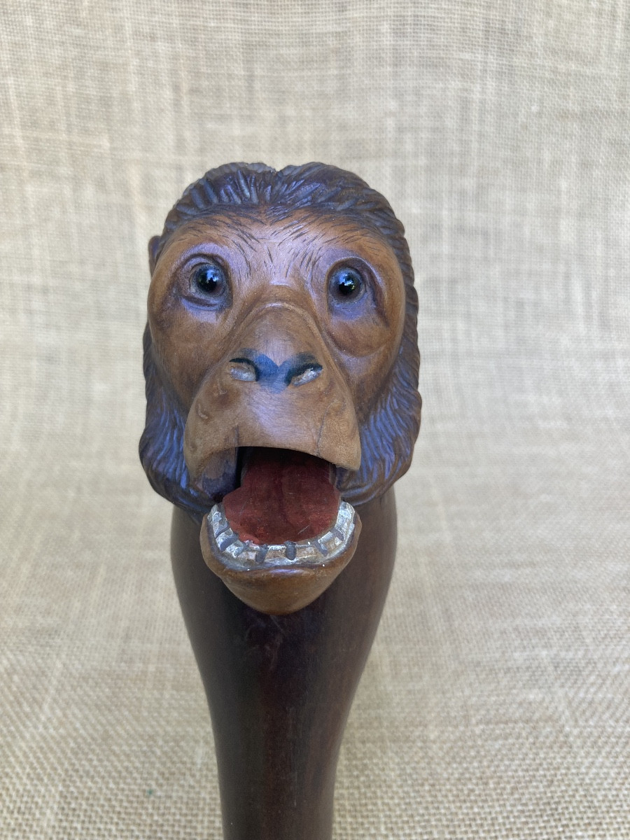 Casse Noisette Bois, Tête De Singe, XXe Art Populaire -photo-1