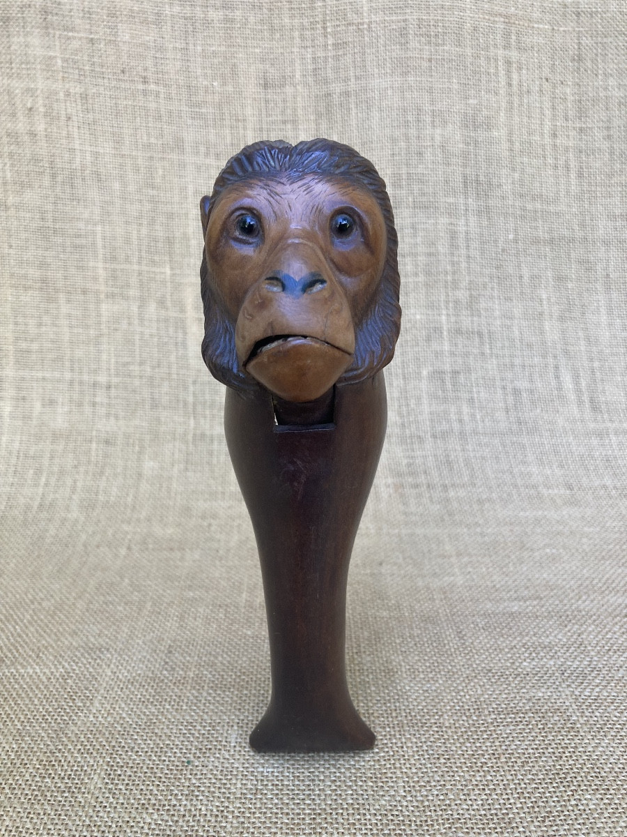 Casse Noisette Bois, Tête De Singe, XXe Art Populaire -photo-5