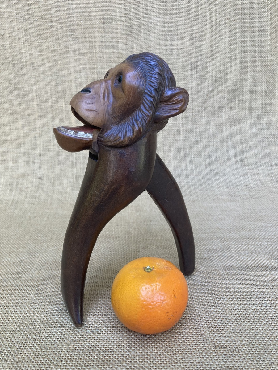Casse Noisette Bois, Tête De Singe, XXe Art Populaire -photo-7
