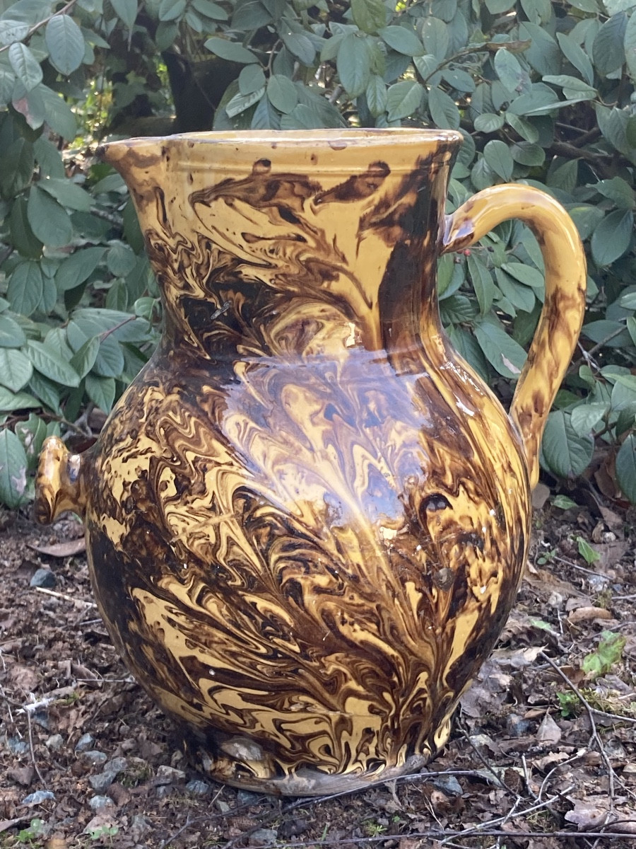 Large Glazed Earthenware Pitcher With Handle, Savoie Or Dauphiné, 19th Century-photo-3
