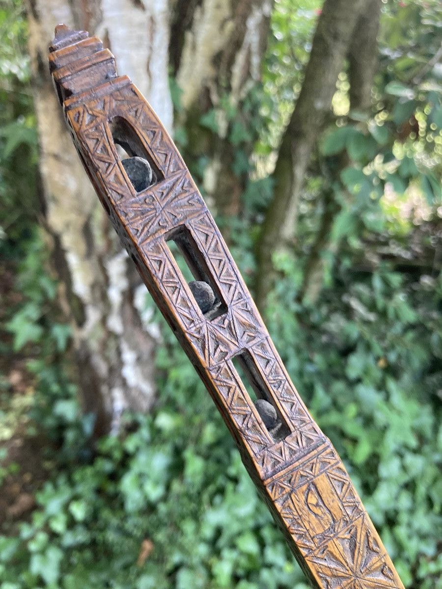 Aune de couturière, bois fruitier, art populaire Alsace ? Savoie ? ,  XVIIIe  début XIXe.-photo-1