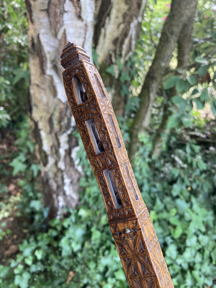 Aune de couturière, bois fruitier, art populaire Alsace ? Savoie ? ,  XVIIIe  début XIXe.-photo-3
