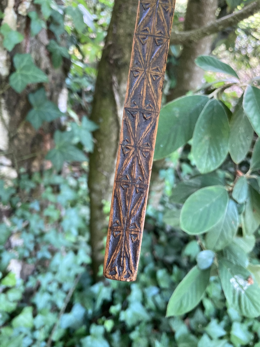 Aune de couturière, bois fruitier, art populaire Alsace ? Savoie ? ,  XVIIIe  début XIXe.-photo-5