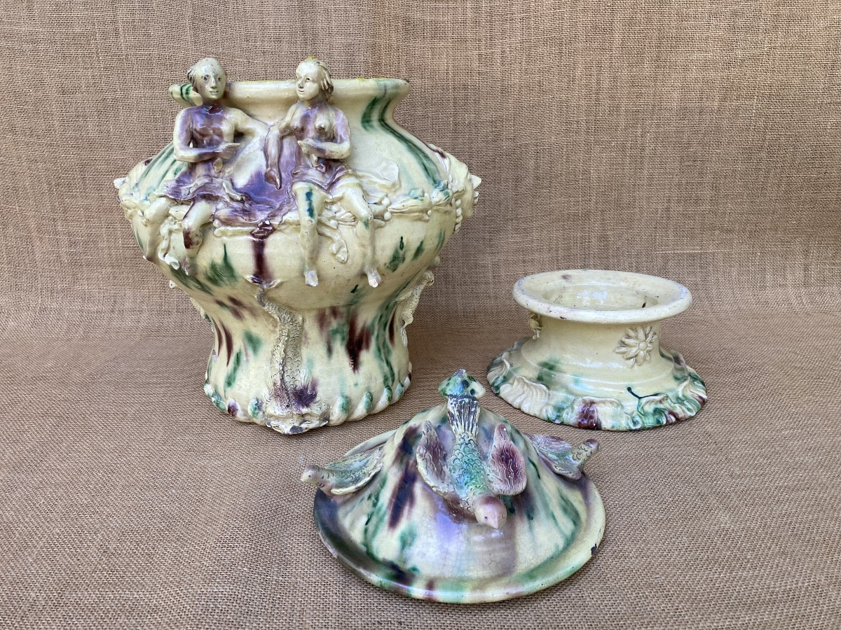 Glazed Earthenware Water Fountain, Provence, Biot? Early 19th Century, Folk Art Pottery.-photo-2