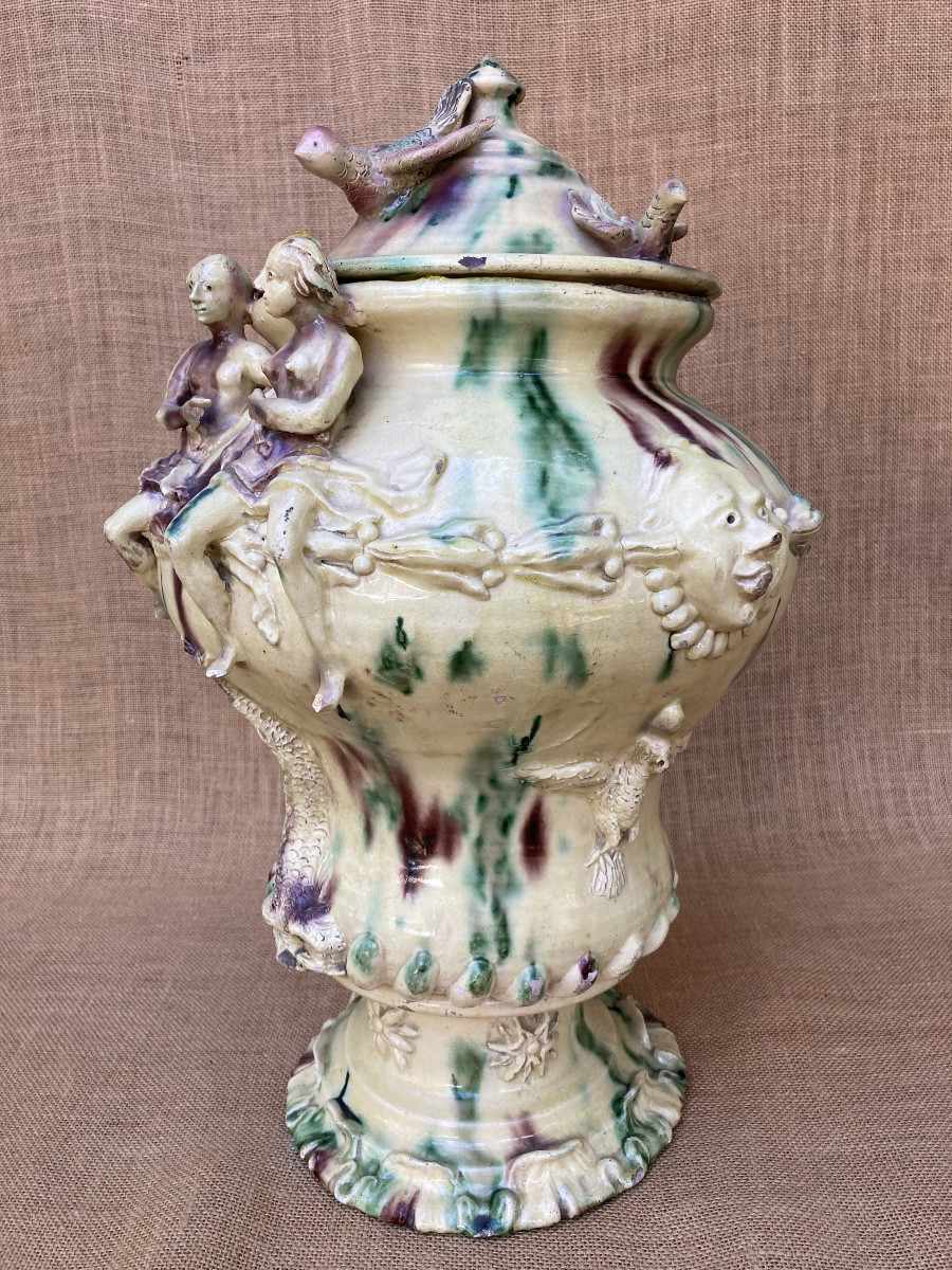 Glazed Earthenware Water Fountain, Provence, Biot? Early 19th Century, Folk Art Pottery.-photo-3