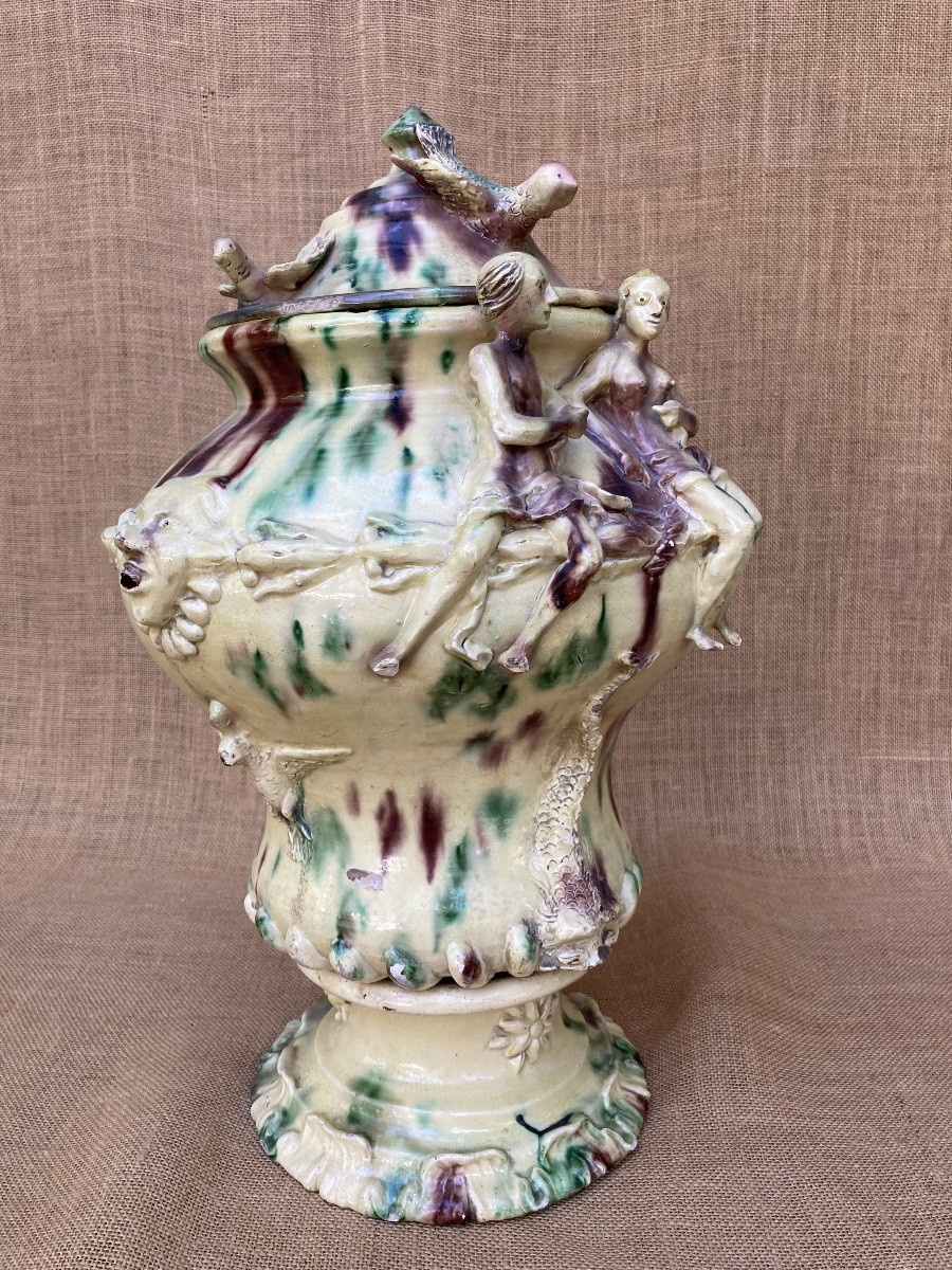 Glazed Earthenware Water Fountain, Provence, Biot? Early 19th Century, Folk Art Pottery.-photo-4