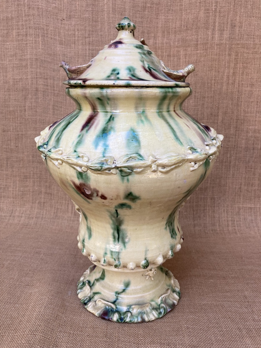 Glazed Earthenware Water Fountain, Provence, Biot? Early 19th Century, Folk Art Pottery.-photo-2