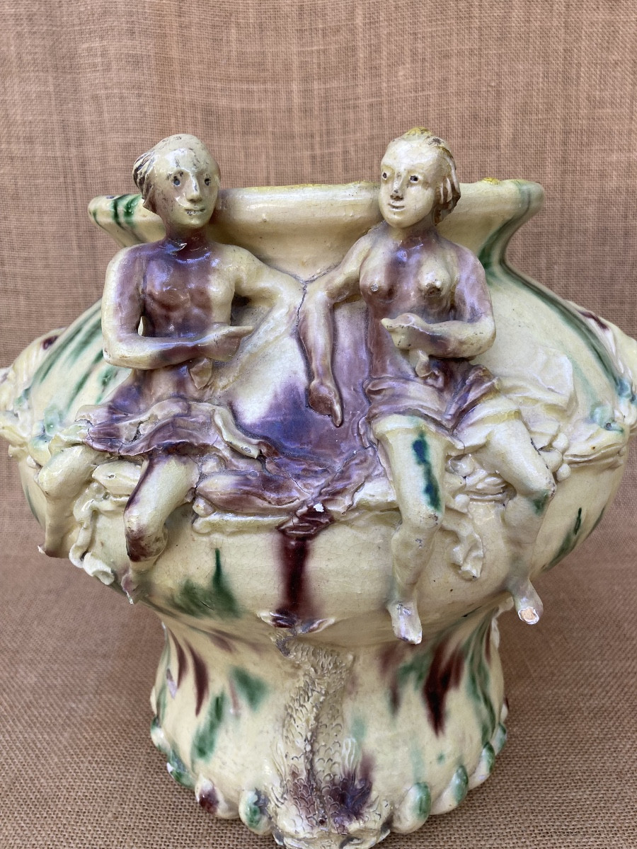 Glazed Earthenware Water Fountain, Provence, Biot? Early 19th Century, Folk Art Pottery.-photo-8
