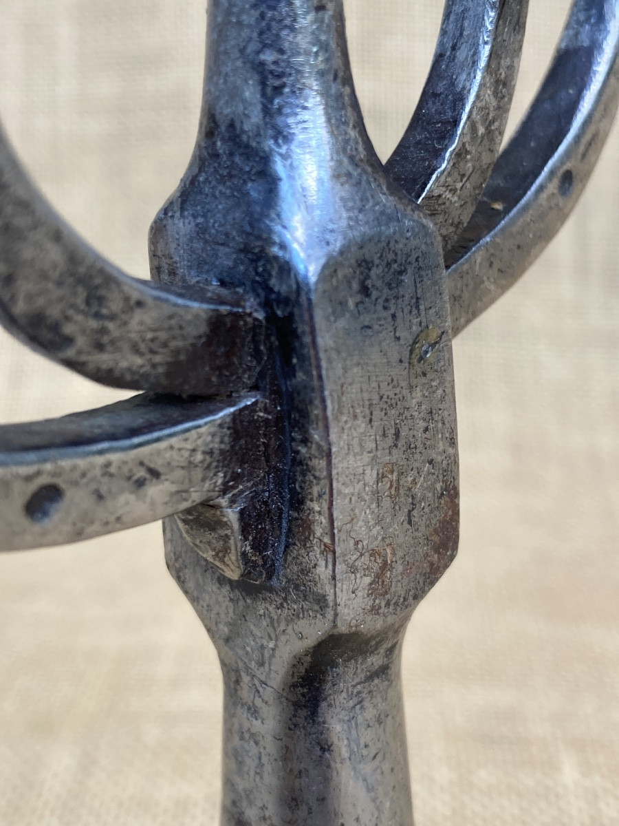 Petite fouëne en fer forgé, outil, pêche, art populaire XIXe-photo-3