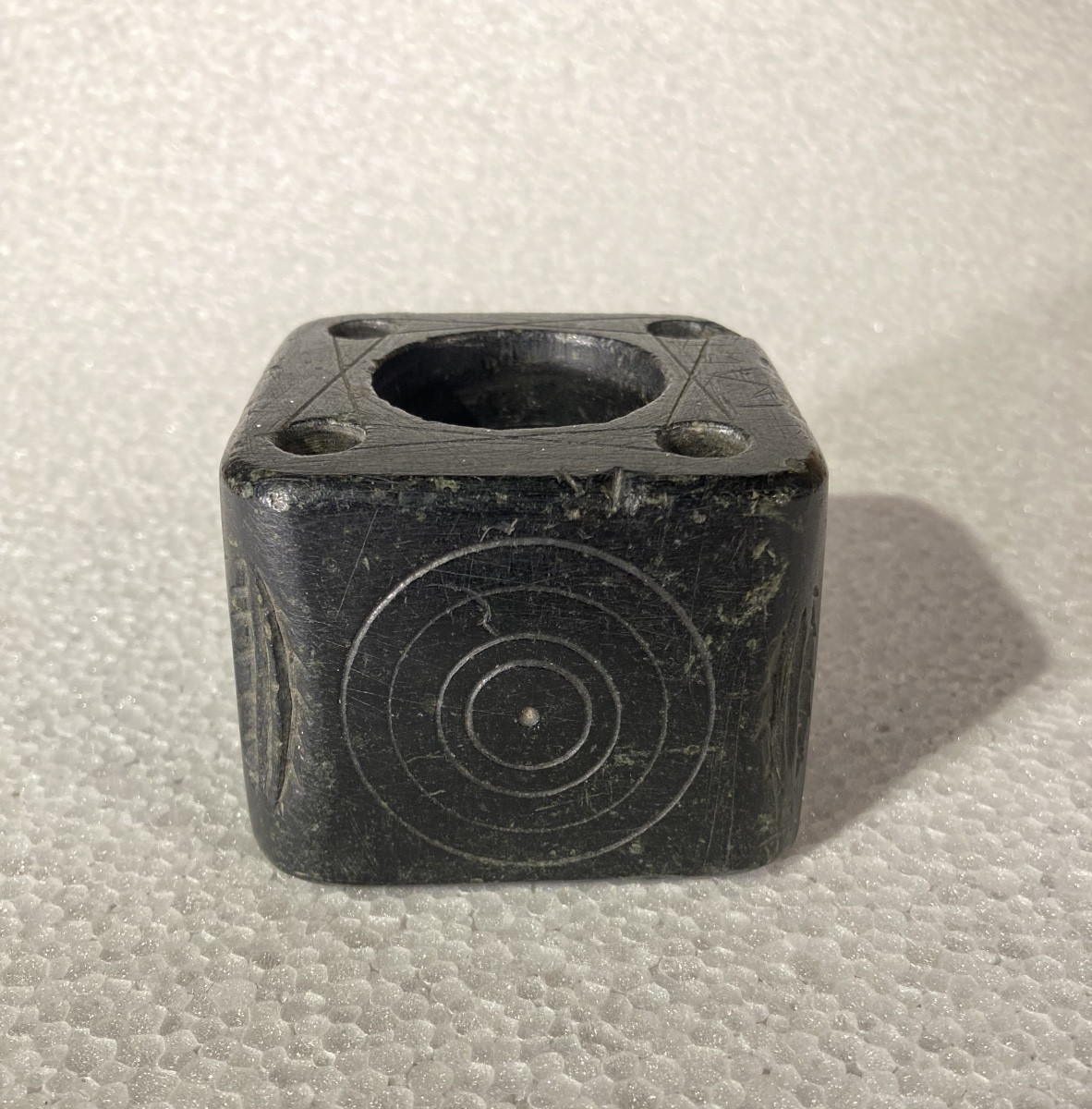 Soapstone Inkwell From Queyras, 19th-century Folk Art