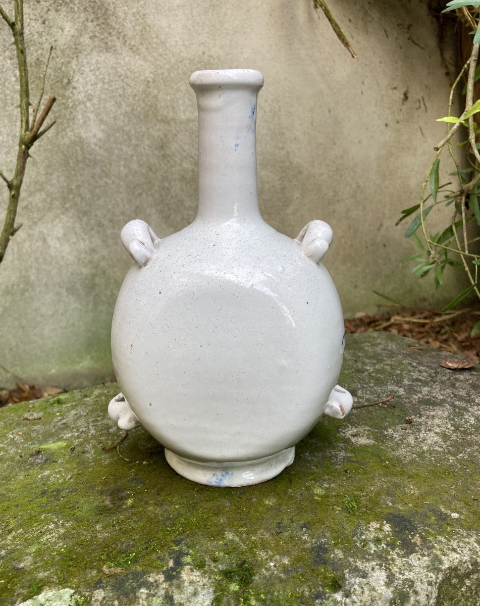 Gourde, bouteille faïence de Nevers, dite de pèlerin, art populaire, fin XVIIIem.-photo-4