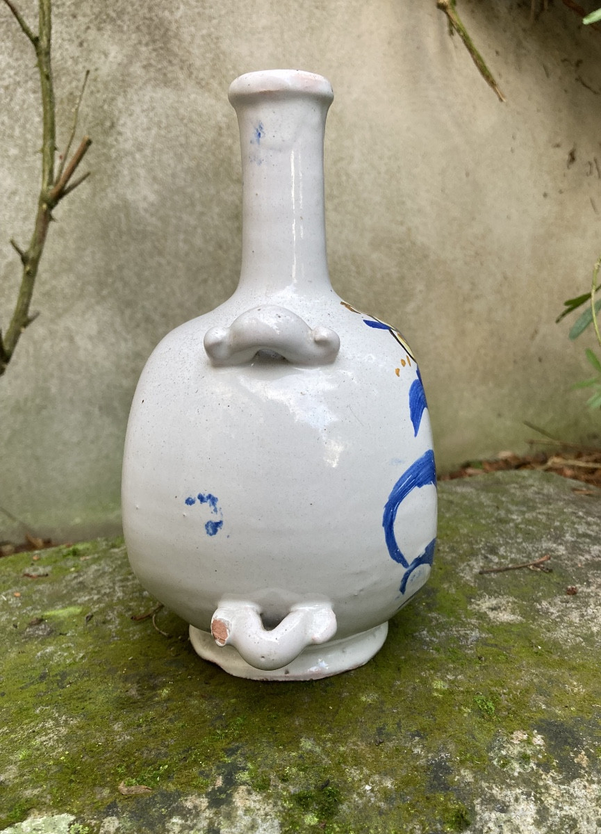 Gourde, bouteille faïence de Nevers, dite de pèlerin, art populaire, fin XVIIIem.-photo-1