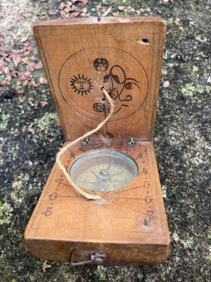 Shepherd's Compass Sundial, 19th-century Folk Art-photo-2
