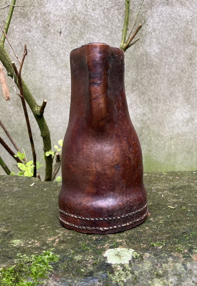 Black Jack Leather Pitcher, English 19th Century?-photo-3