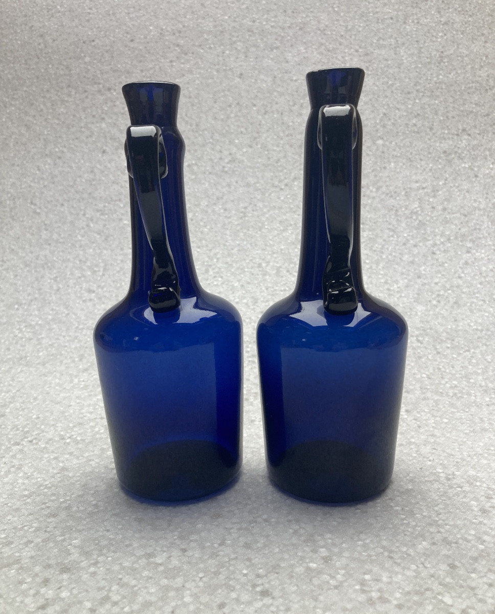 Paire de Huillier - vinaigrier , verre bleu, Bordeaux début XIXe.-photo-1