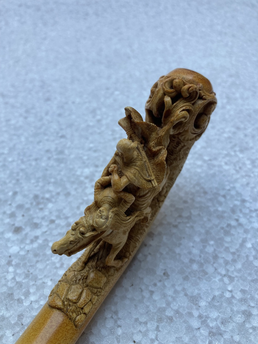 Meerschaum Pipe, Cossack Abduction Scene On Horseback, 19th Century.-photo-6