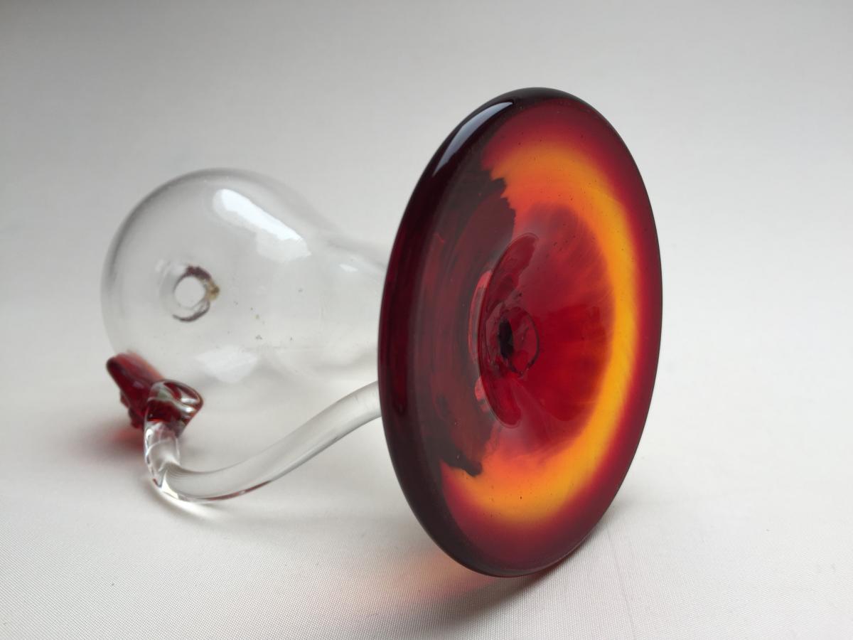 Nightlight Oil Lamp Translucent And Red Blown Glass - Glassware XIXth Italy?-photo-2