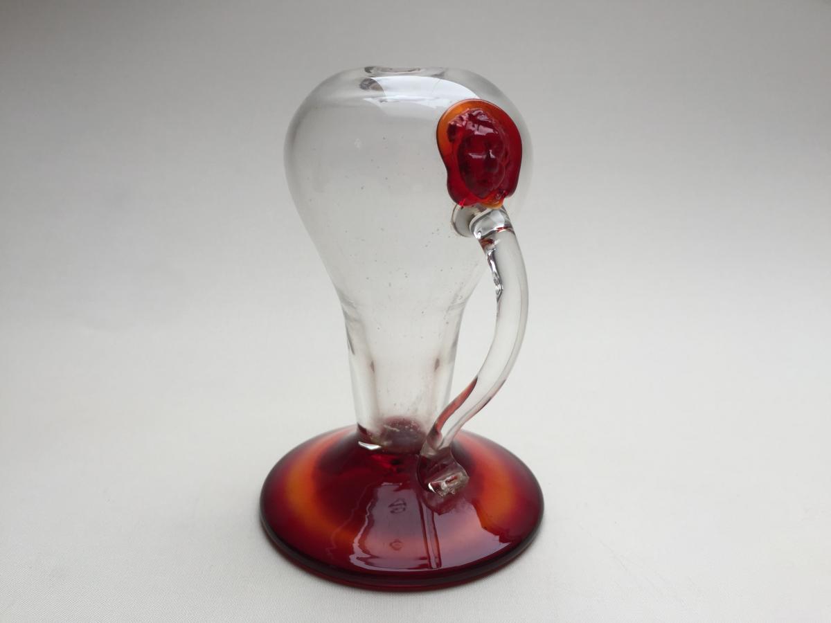 Nightlight Oil Lamp Translucent And Red Blown Glass - Glassware XIXth Italy?-photo-5