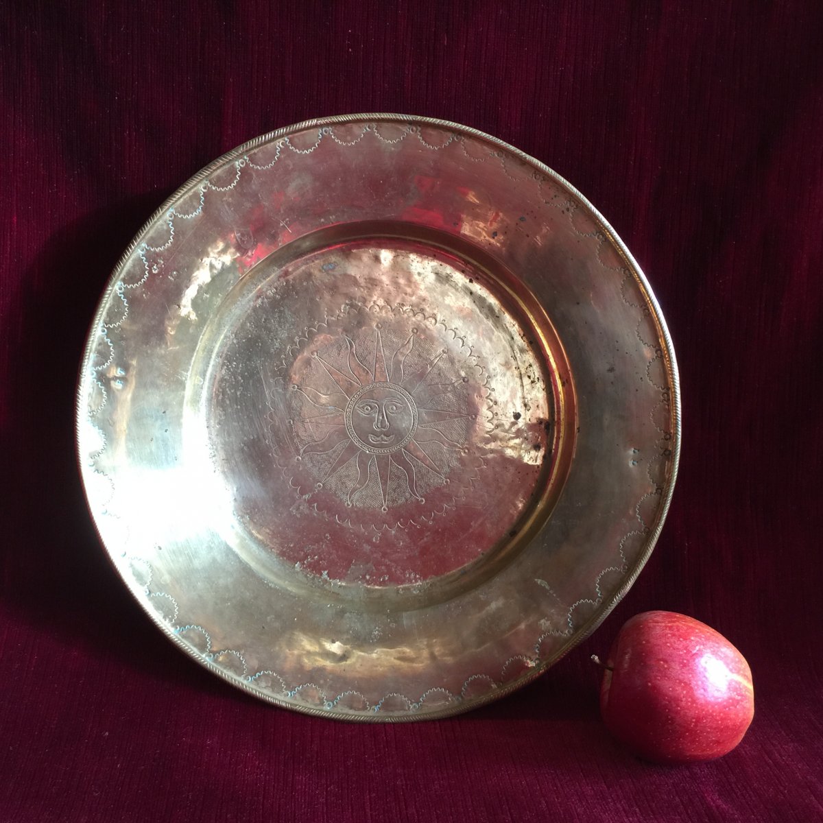 Offering Dish Quest Plate In Brass Engraved With A Radiant Guilloche Sun - XVIIIth -  With Brands Marks-photo-6